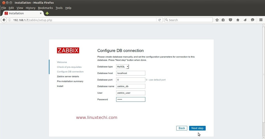 Zabbix-installation-DB-connection