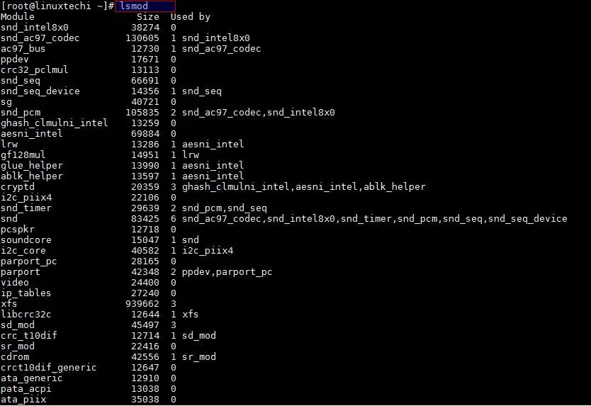 enumerate some commands to view/load/unload the kernel