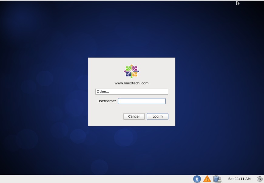 Centos Login Screen