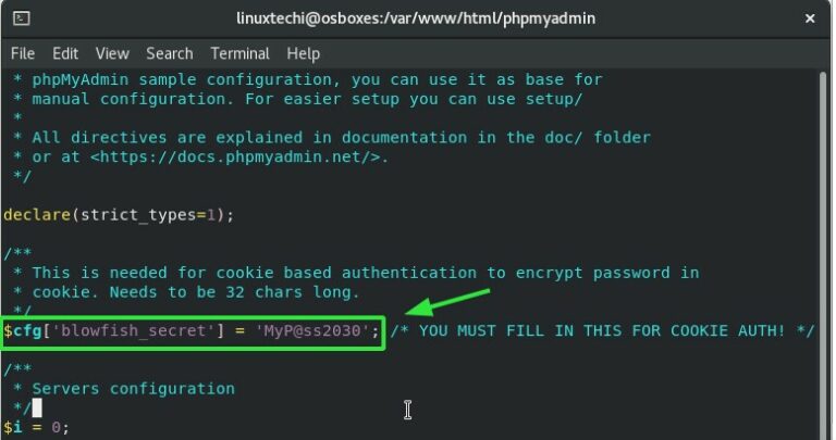 phpmyadmin config phpmyadmin config