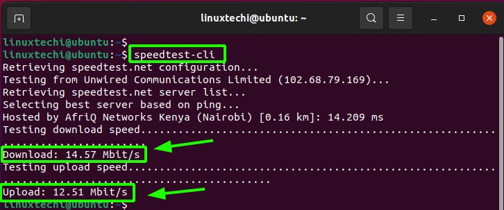 SpeedTest-cli-command-output-linux