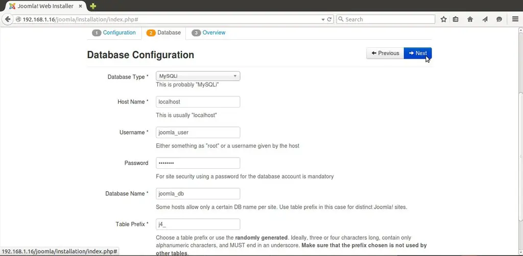 joomal_web_database_configuration