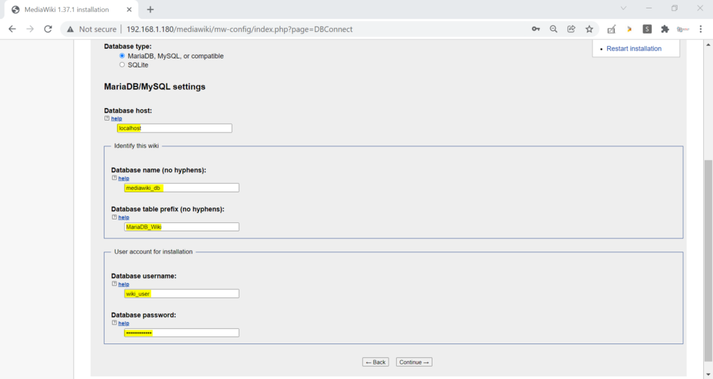 Mediawiki-DB-Settings