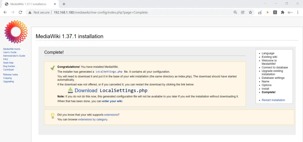 Mediawiki-Installation-Complete