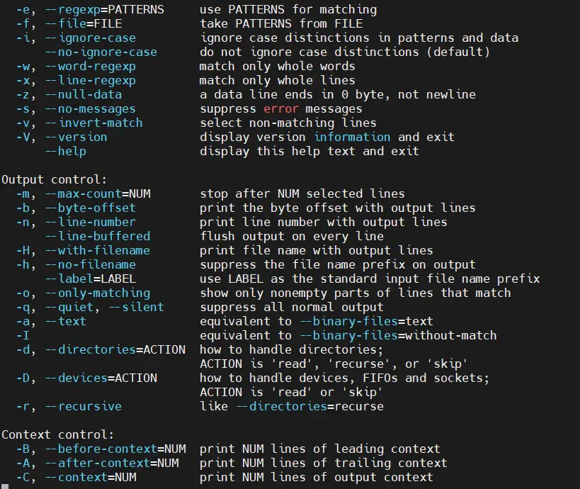 grep options in linux grep options in linux