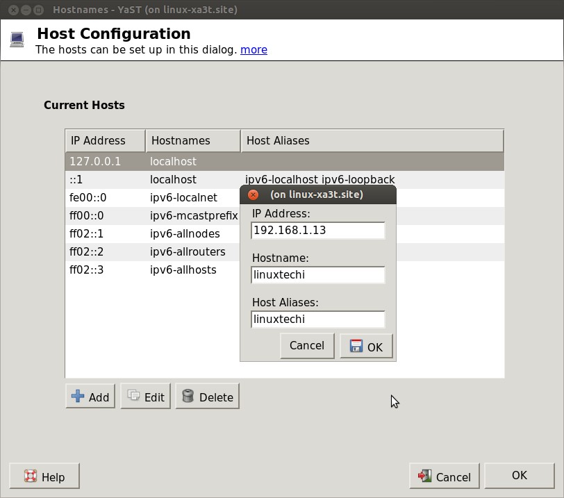 Hostnames-YaST