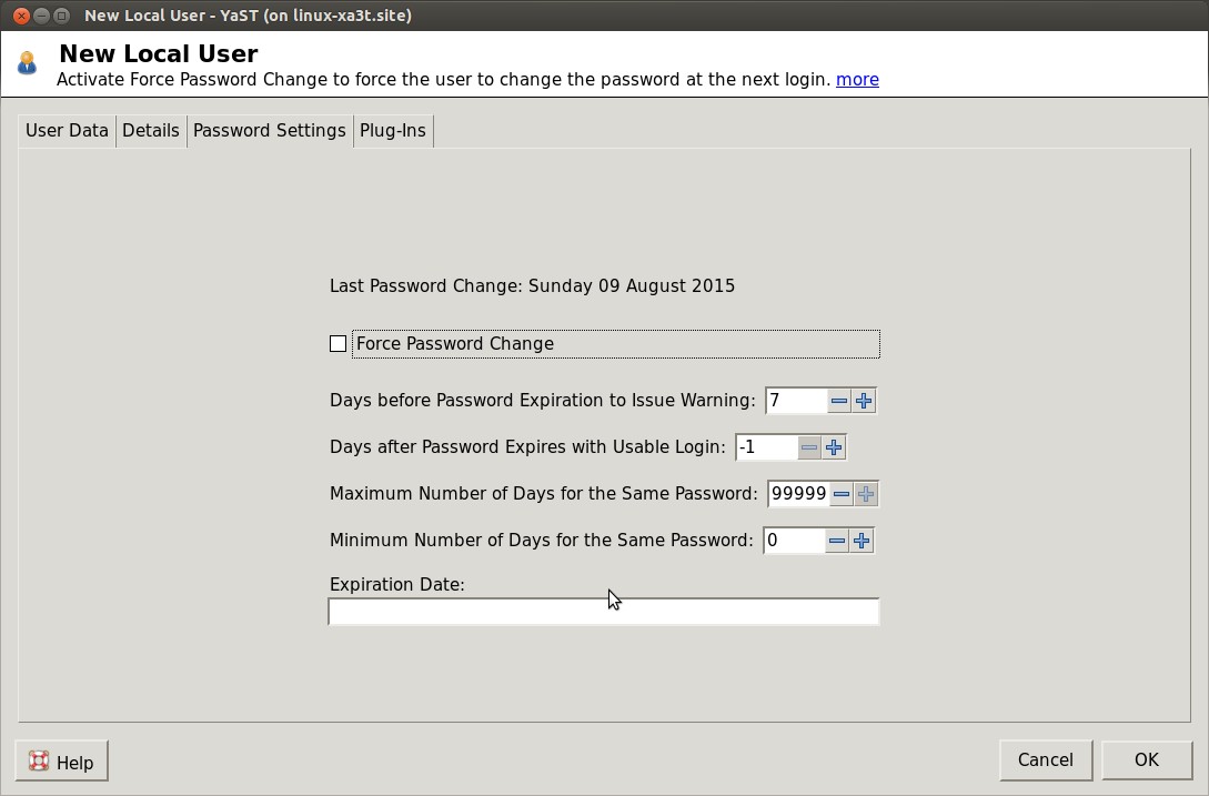 New-Local-User -password-settings-YaST