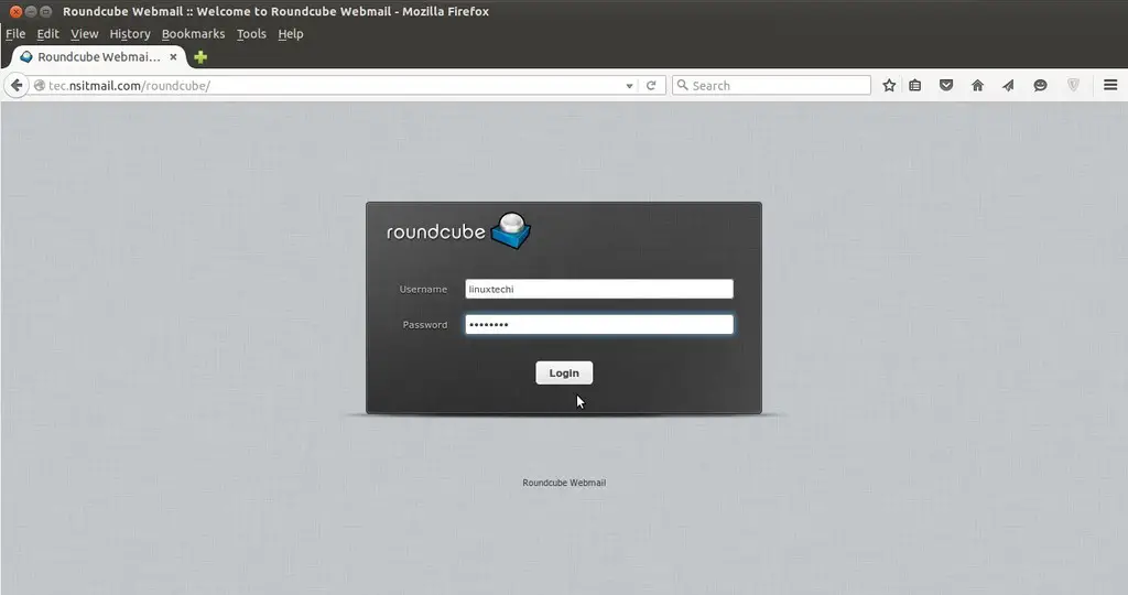 Roundcube webmail login page