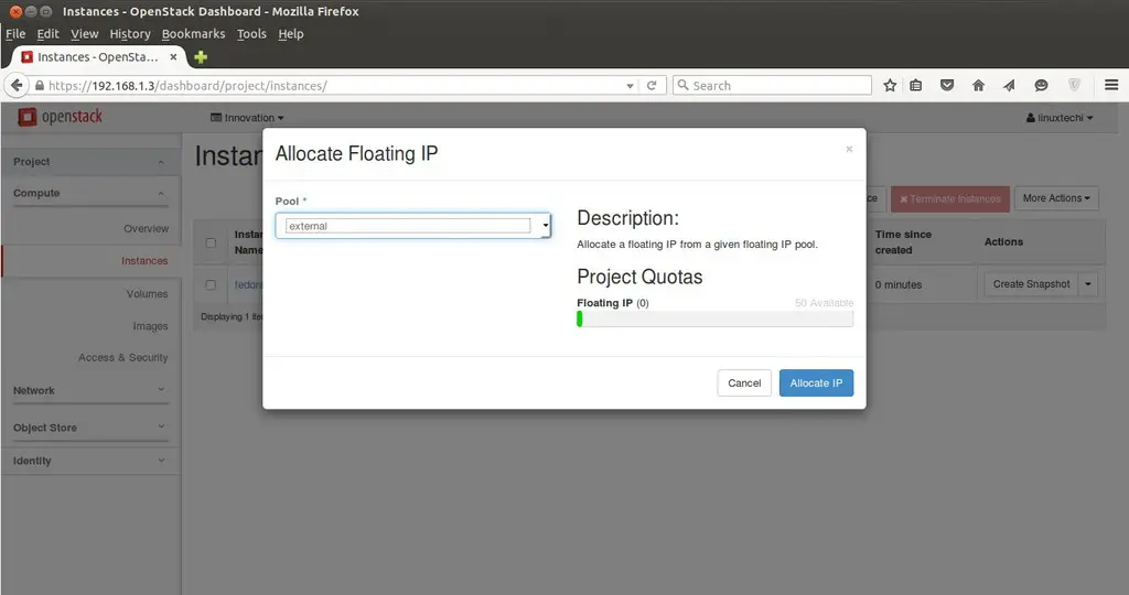 Allocating-floating-OpenStack Dashboard