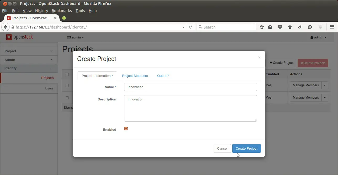 Create-Projects-OpenStack-Dashboard