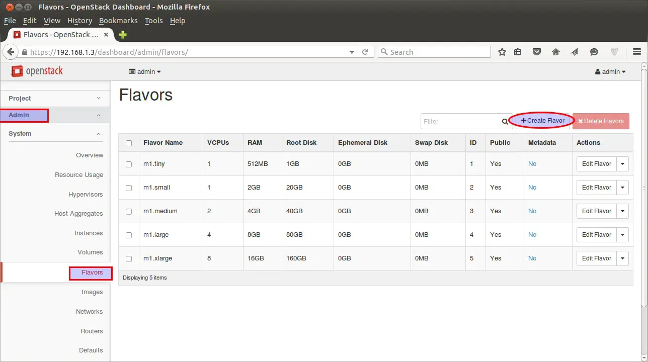 Flavors-OpenStack-Dashboard