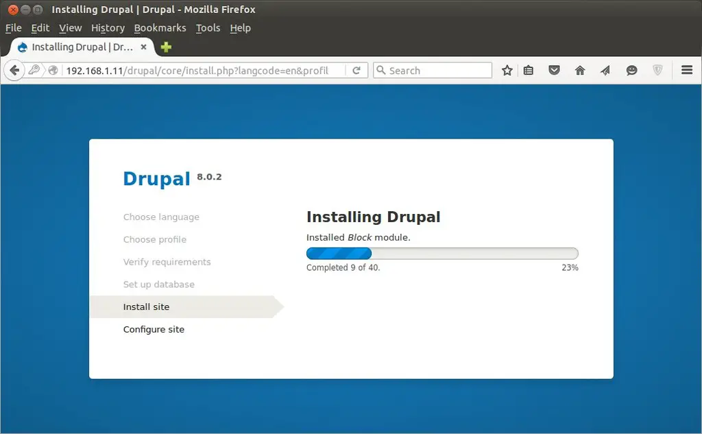 Installing-Drupal-progress