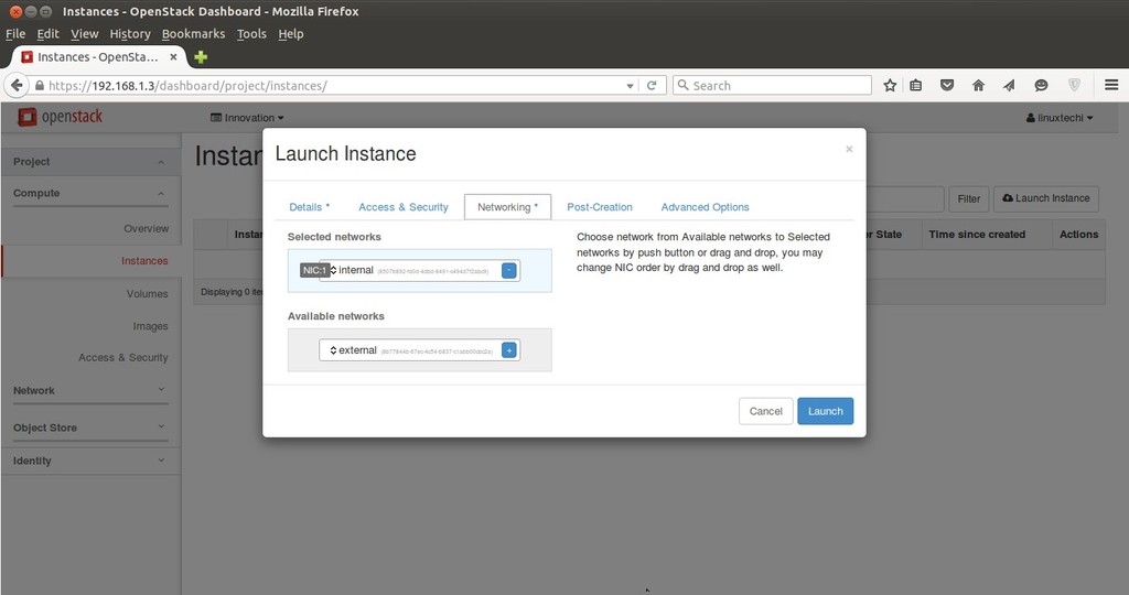 Instances-Network-OpenStack-Dashboard