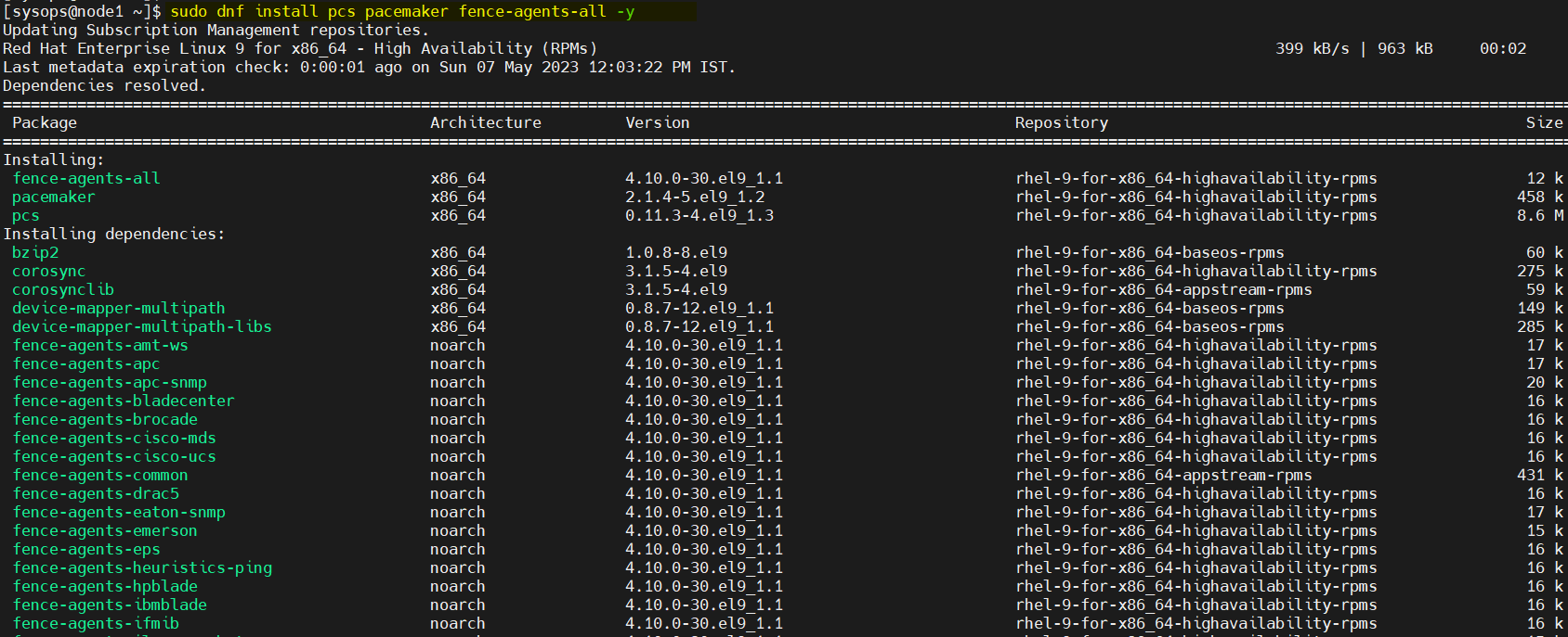 DNF-Command-Install-Pacemake-PCS-RHEL