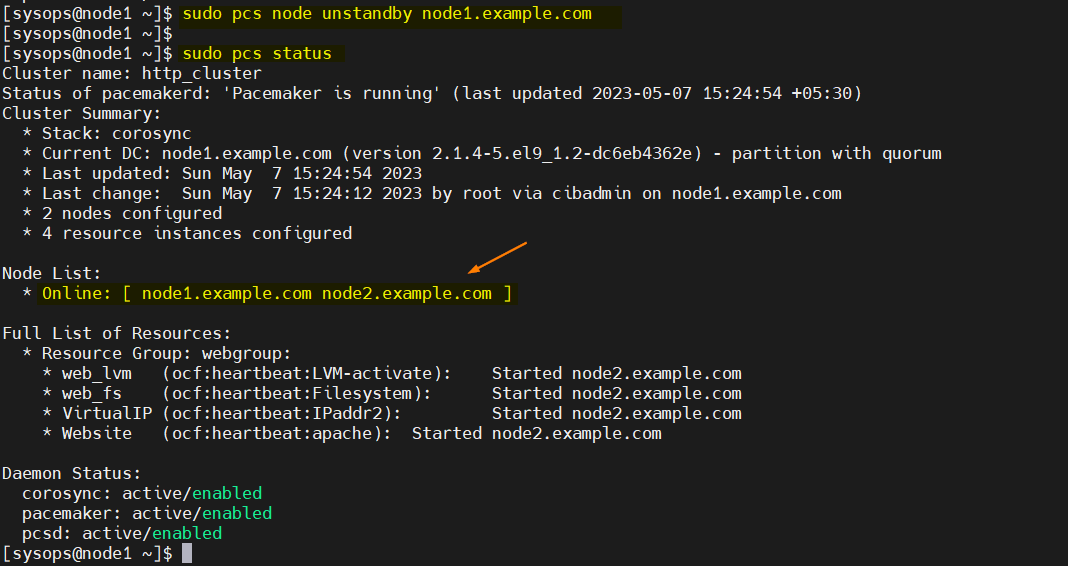 pcs-node-unstandby-rhel