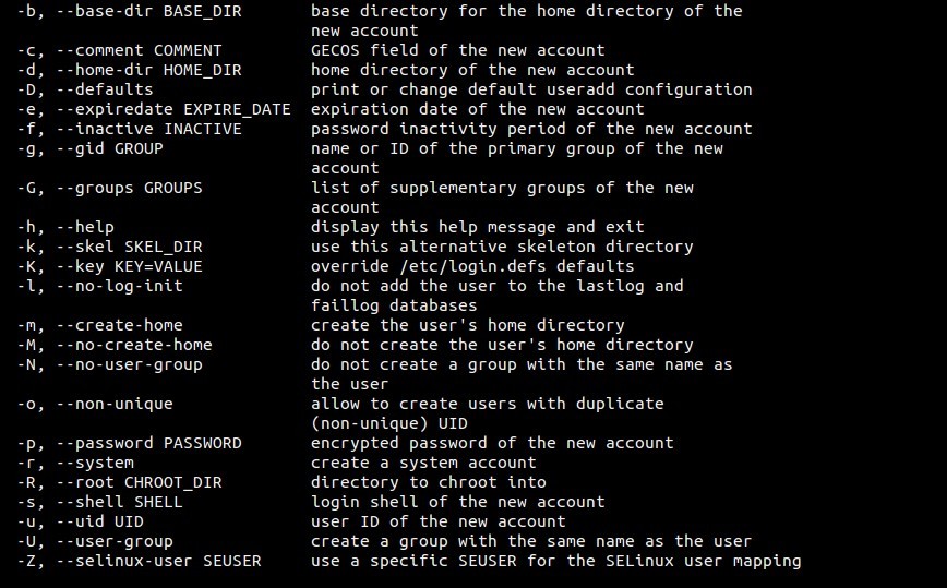 useradd-command-options