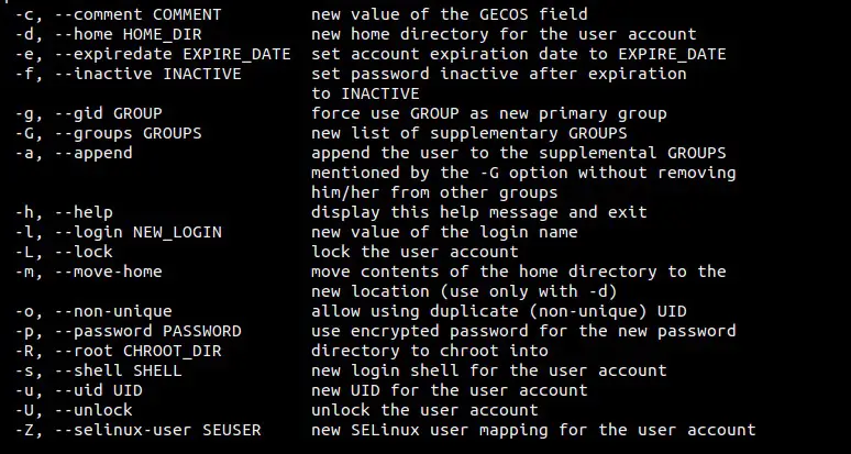 usermod-command-options