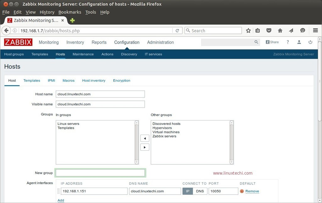 Zabbix-Configuration- hosts