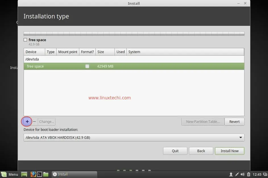 Click-on-plus-symbol-to-create-partitions-linuxmint18