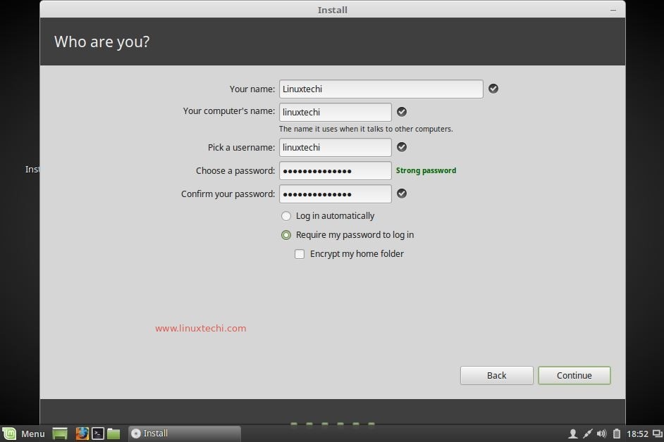 Create-user-set-hostname-linuxmint18-installation