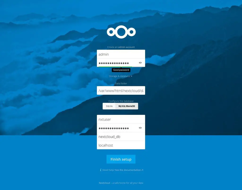 nextcloud-gui-installation