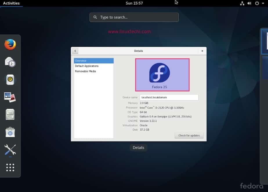 fedora25-details-after-installation