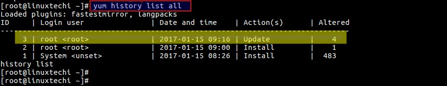 yum-history-all-command