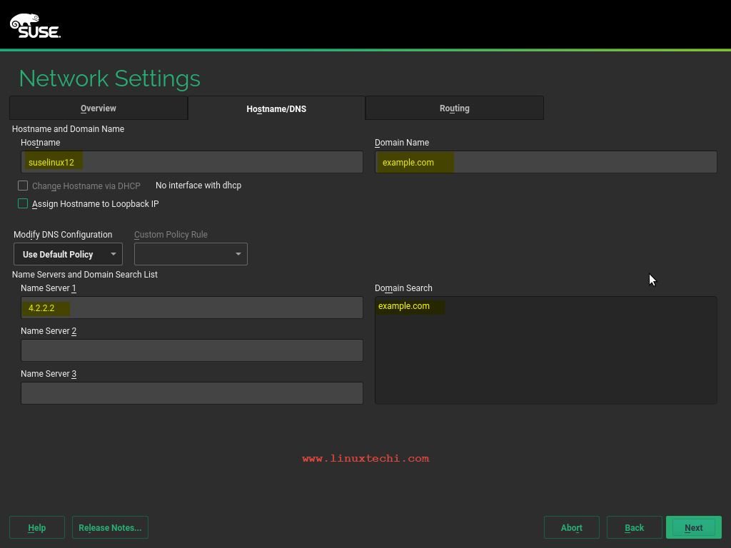 Hostname-DomainName-SLES12-Installation