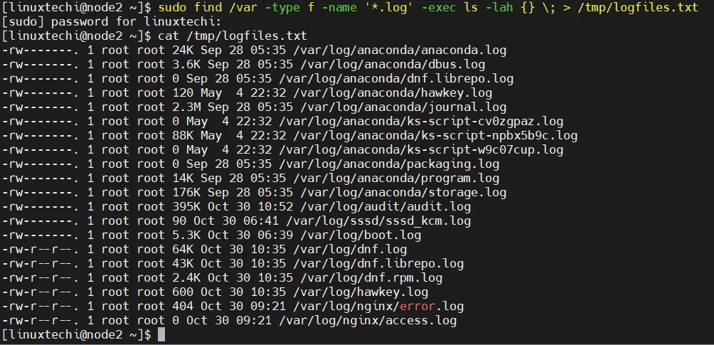 find-log-files-redirect-them-linux