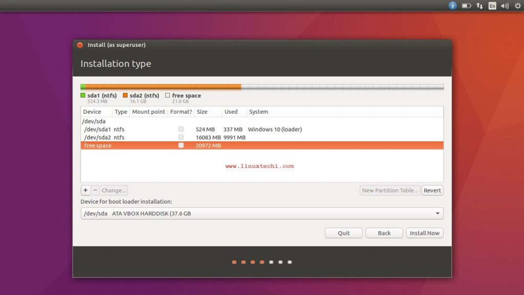 free-spacae-for-ubuntu-installation