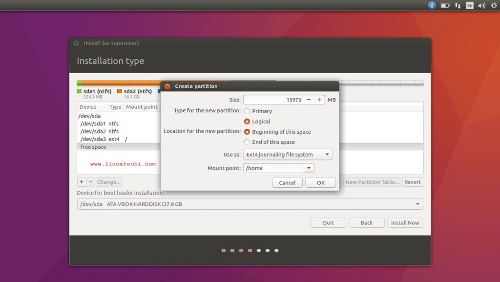 home-partition-ubuntu-installation