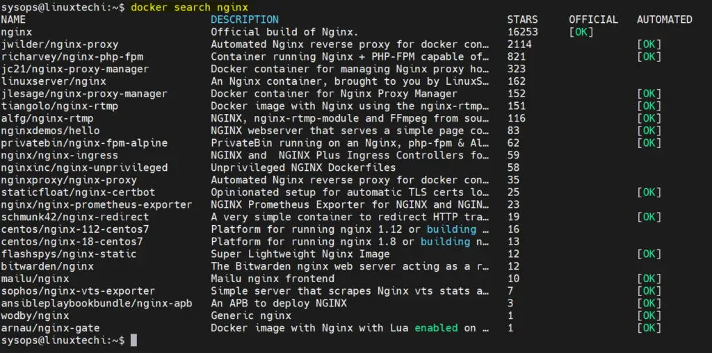 Docker-Search-Command-Output