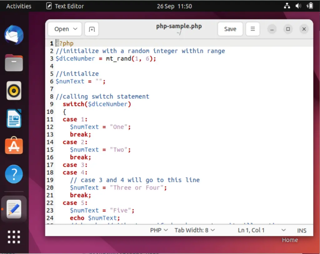 ubuntu terminal open file in text editor