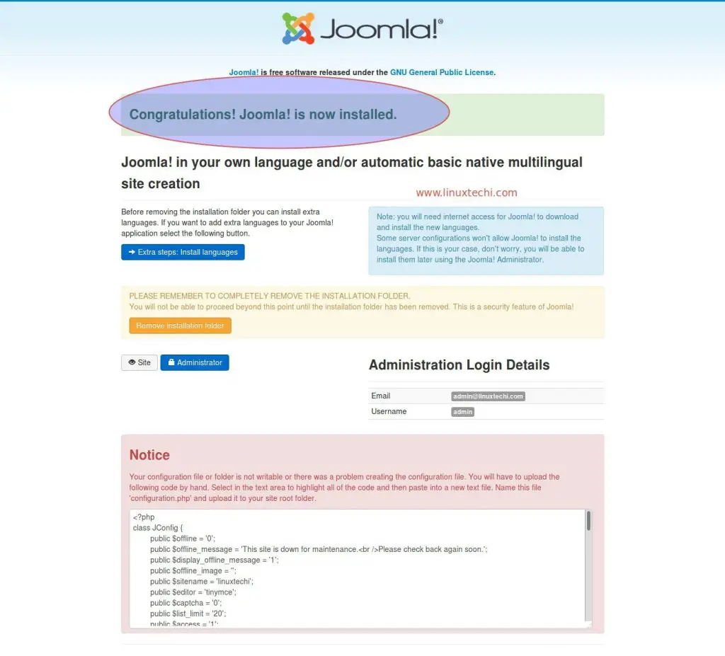 Joomla-Web-Installation-Message
