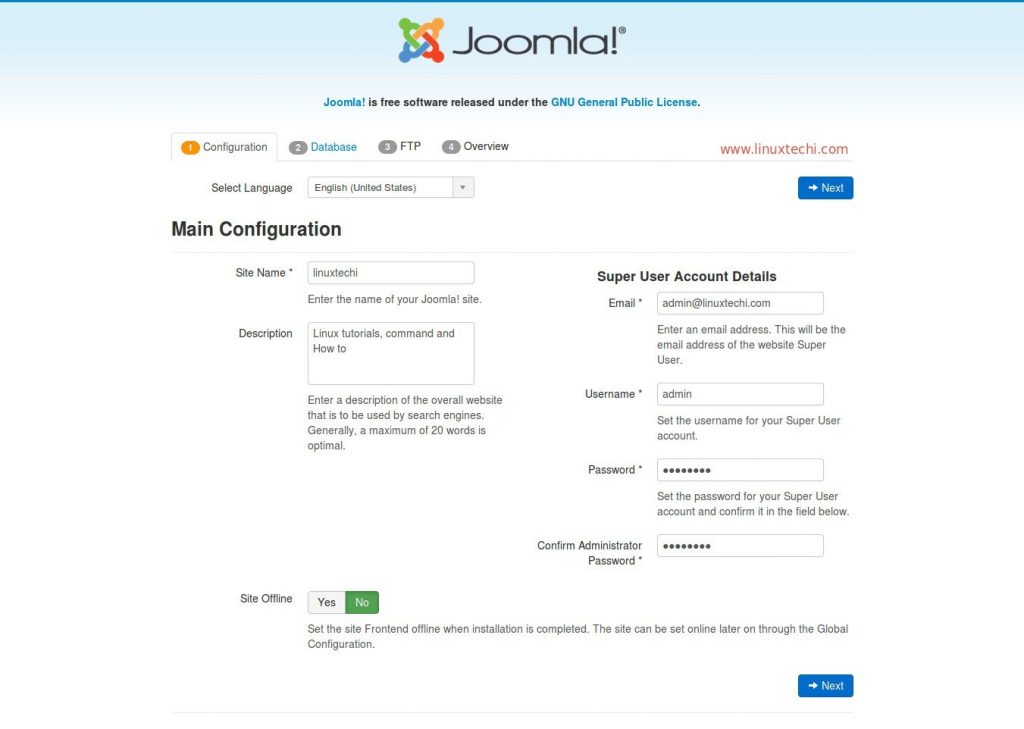 Joomla-Web-Installer-SiteName-UserName-