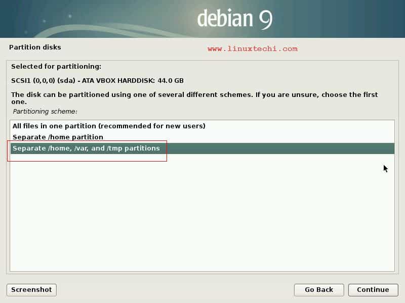 Separate-Partitions-Debian9-Installation