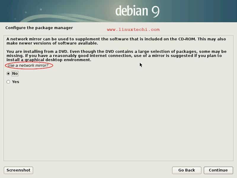 Use-Network-Mirror-Option-Debian9