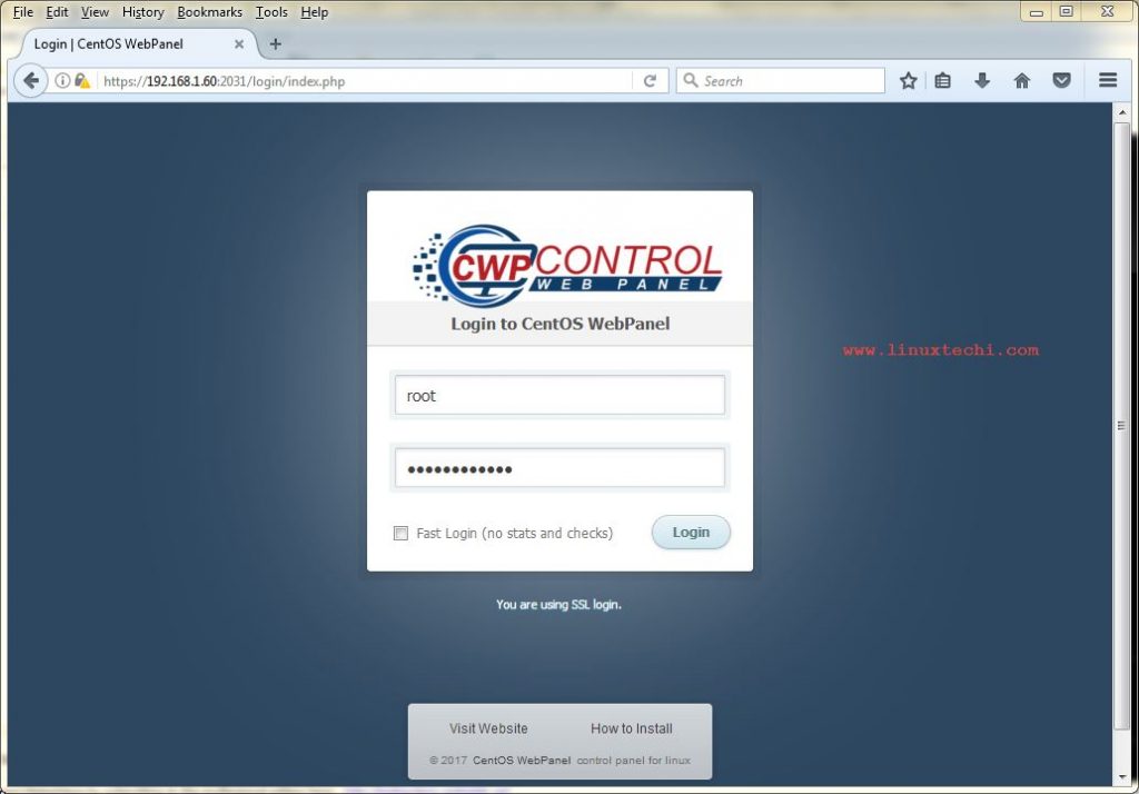Login-CentOS-WebPanel
