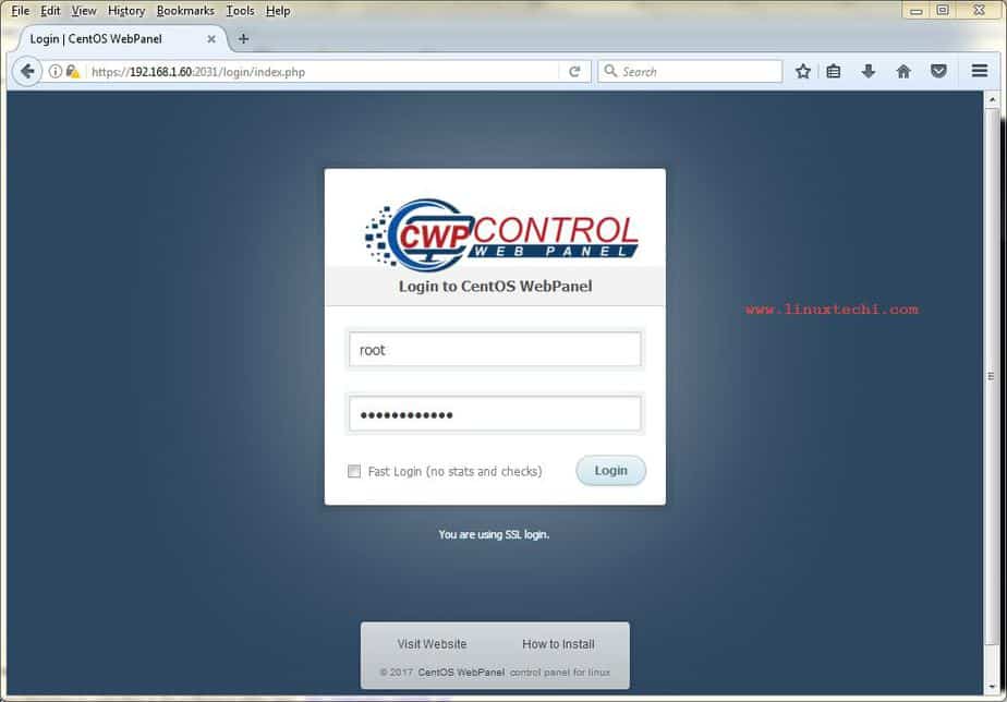 Login-CentOS-WebPanel