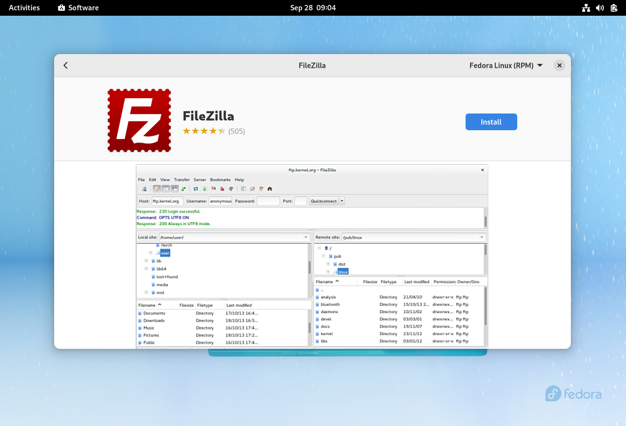 Choose-Install-filezilla-software-Fedora