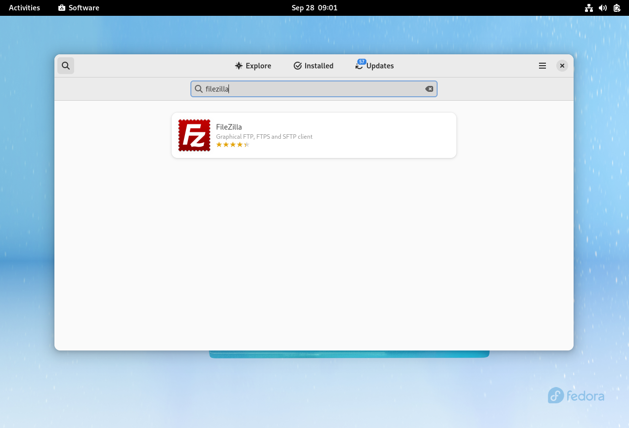 Search-FileZilla-Fedora-Software-Tool