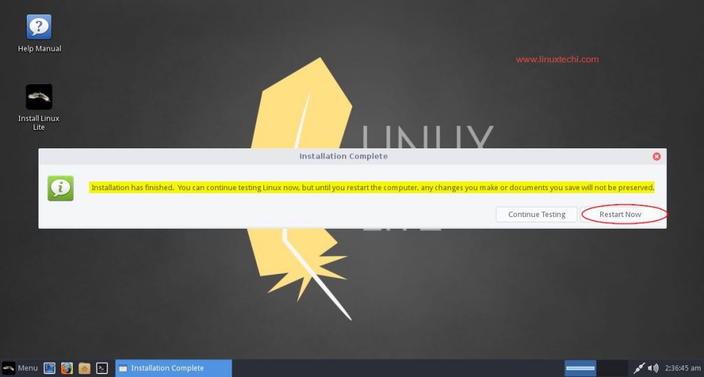 Restart-after-Linux-Lite-Installation