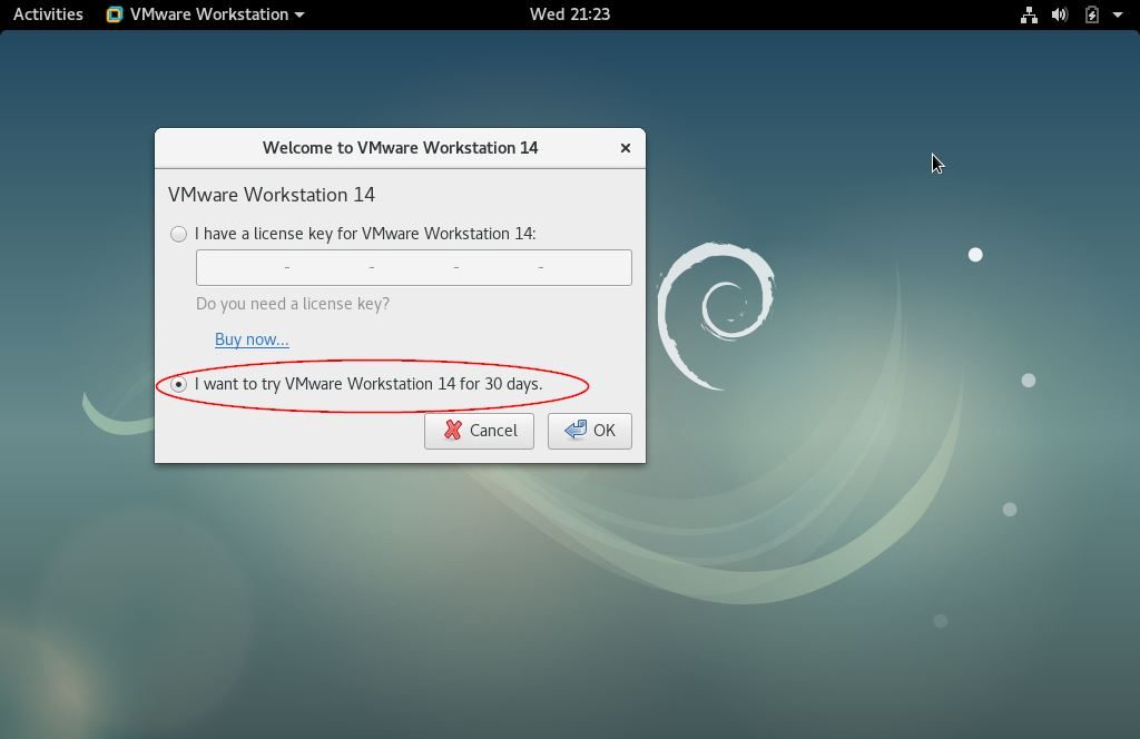 VMware-WorkStation14-Trail-Verison-Debian9