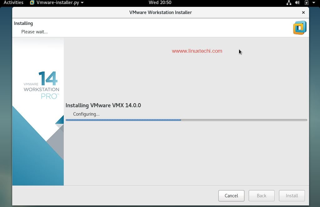 VMware-Workstation-Installation-Progress-Debian9