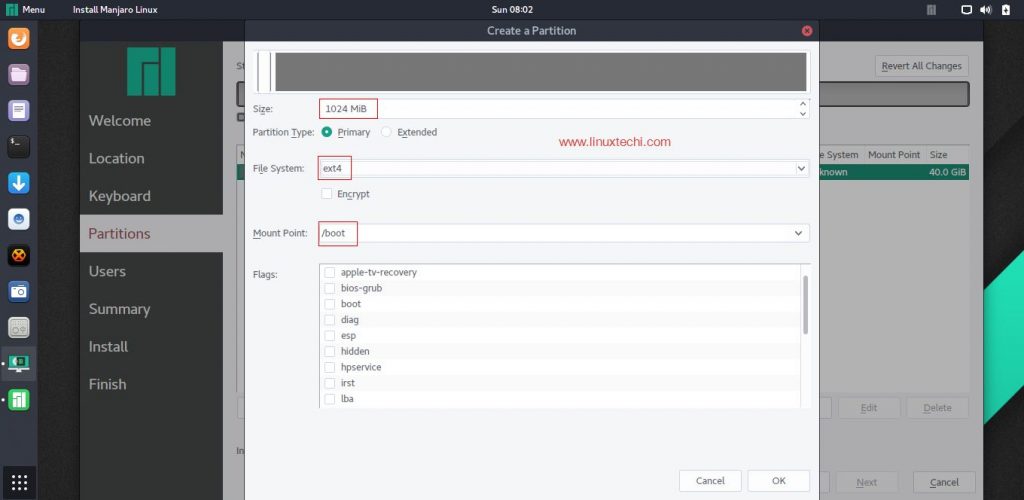 boot-partition-Manjaro-Linux-Installation