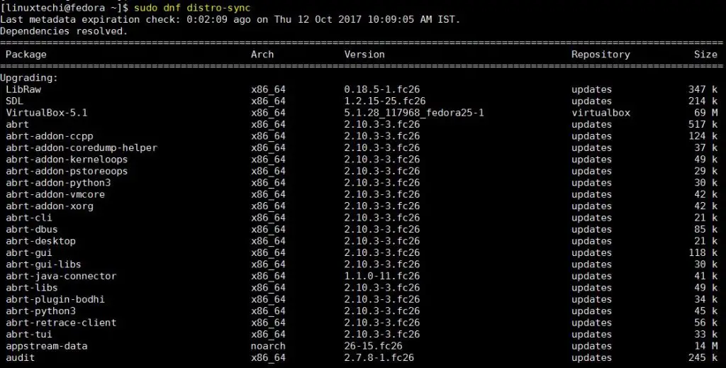 dnf-distro-sync-command