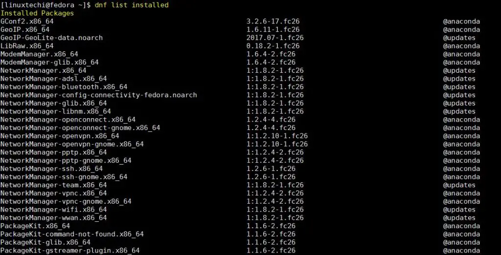 dnf-list-installed-packages-command