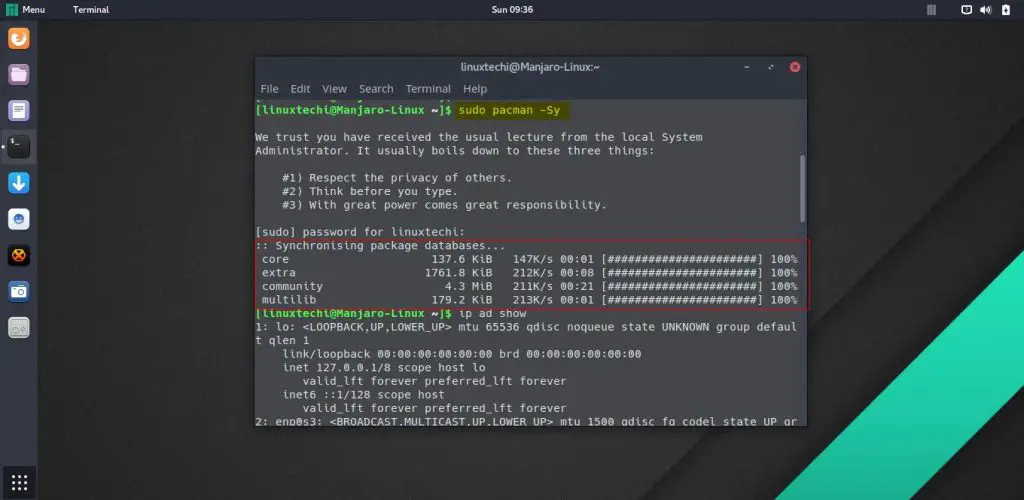 pacman-sy-package-database-update