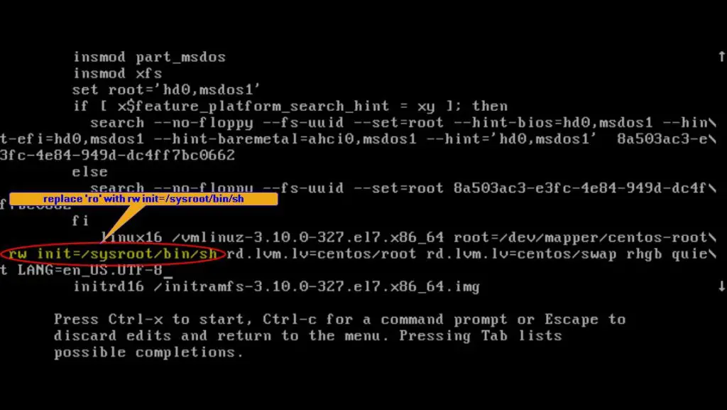 replace-ro-with-rw-init-sysroot-centos7