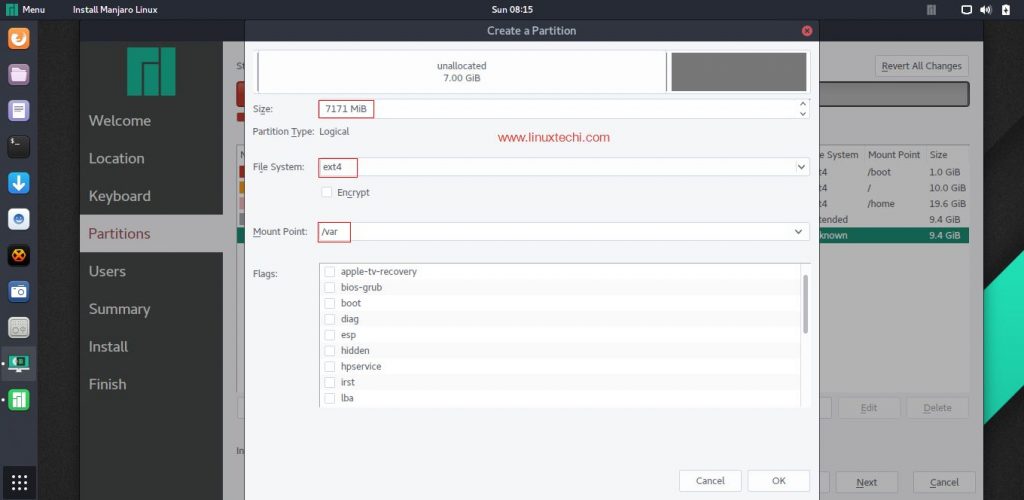 var-partition-manjaro-linux-installation